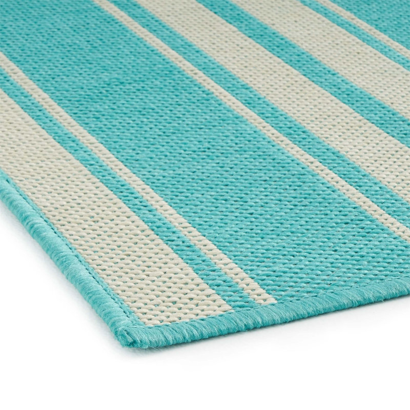 Teal Rectangle Polypropylene 5'3"x7' Rug