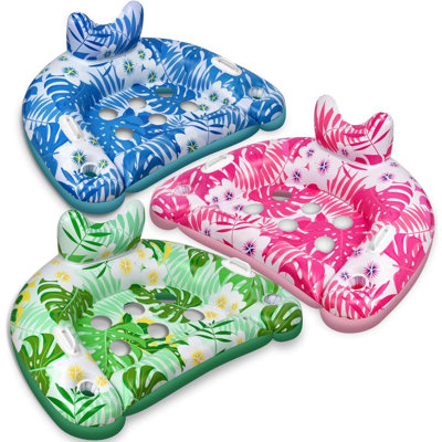 Pool Floats, 3 Pack Inflatable Pool Floats Adult & Kids, Pool Float With Cupholders & Duty Handles, Upgraded XL Pool Chairs, Perfect Summer Pool Toys For Lakes, Rivers, Beach Vacation, Water Party Fun