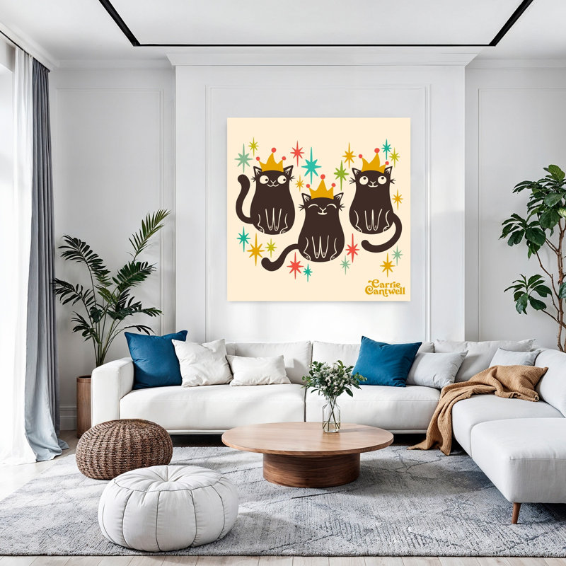 Art contemporain rétro, art de chat, H 48 po x l 48 po