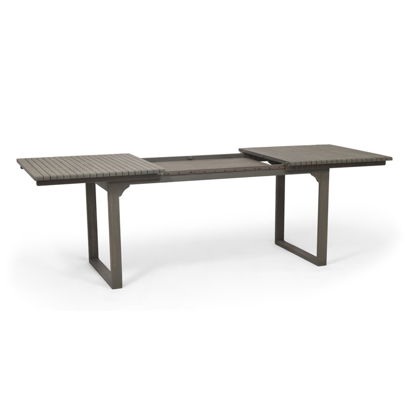 Cosimo 8 - Person Acacia Solid Wood Patio Dining Set Extendable Rectangular Table, Gray Frame / Dark Gray Cushion