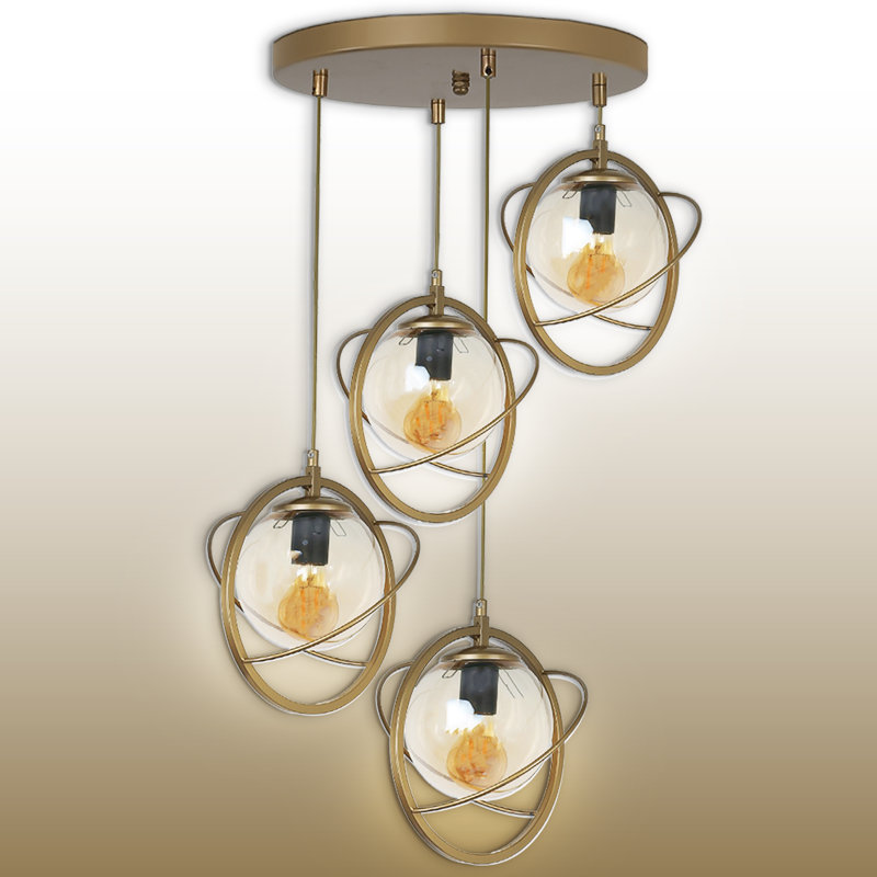 Adjustable Height 4 Lights Metal Body Cluster Pendant