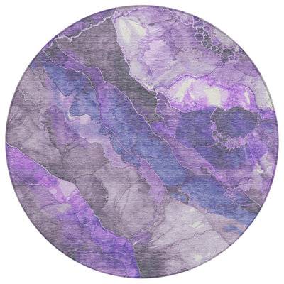 Machine Washable Indoor/Outdoor Xhevrie Lavender Rug