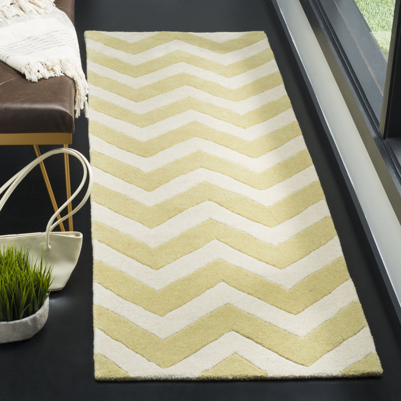Saunderstown Chevron Wool Hand Woven Area Rug, Runner 69 x 213 cm