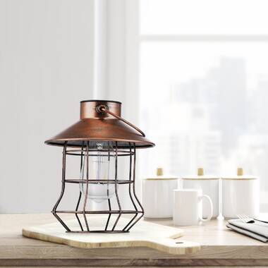 Visland Vintage LED Lantern, Warm White Battery Operated Lantern, Antique  Metal Hanging Lantern for Home Decor 