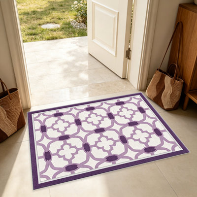 Tapis mauve à motif de treillis mauve pour le salon, doux et confortable, adapté à toutes les saisons, facile à entretenir, tapis de sol intérieur lavable à la machine, sous la table de ferme convenant à la chambre à coucher, à la salle à manger, au bureau, au patio, au balcon, à la décoration intérieure