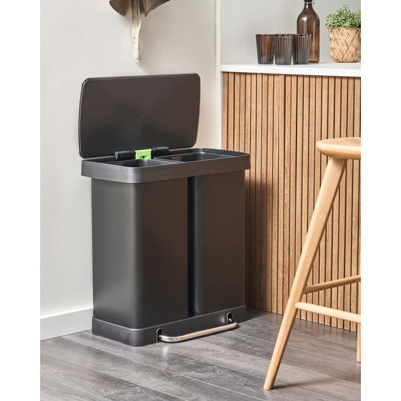 Double Pedal Waste Bin 60 L ECOSORT Metal, Black