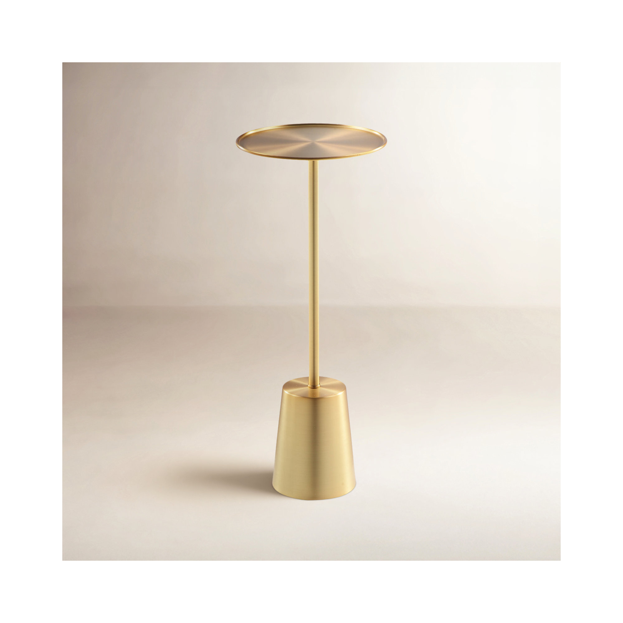 Patson Steel Tray Top Pedestal End Table, Gold