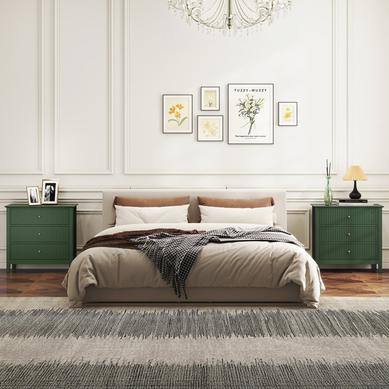 3 Drawer Dresser Set （set Of 2), Green