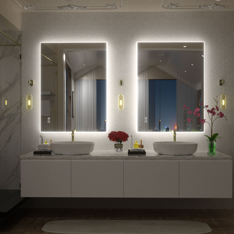Wayfair Basics® UL Certified LED Anti-Fog Tempered Glass Bathroom/Vanity Mirror, 40" x 30"