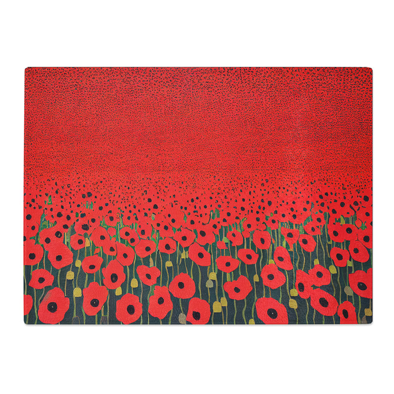 Masterful Poppies Flowers  Glass Chopping Board