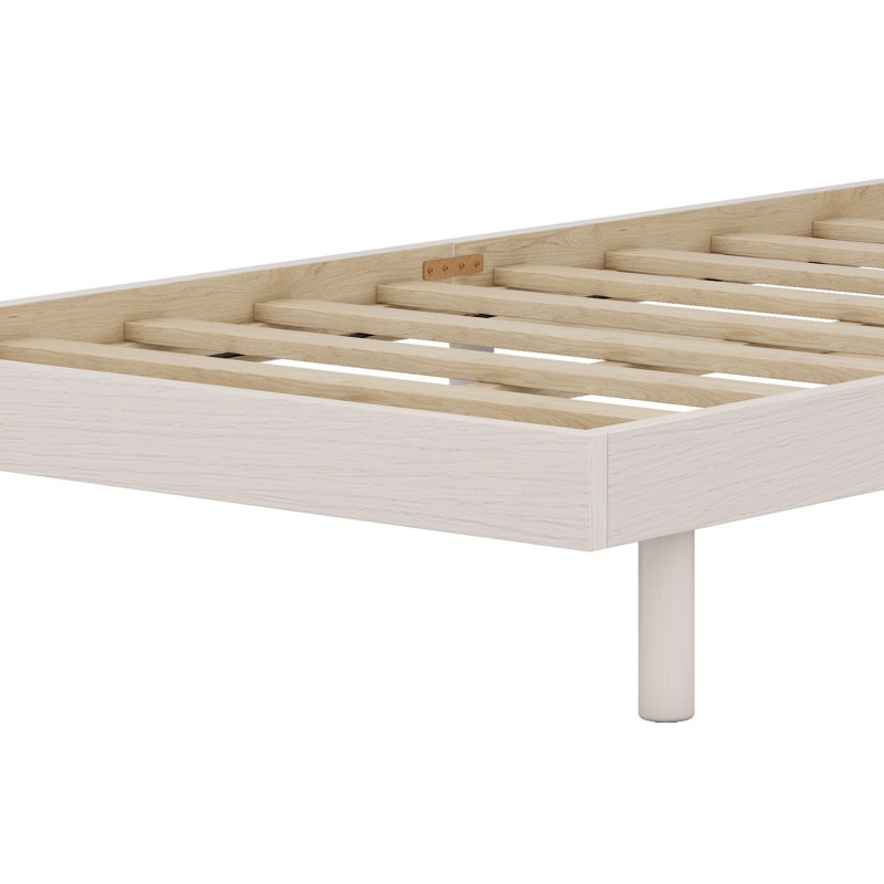 Modern Design Floating Platform Bed Frame, Twin, White Washed