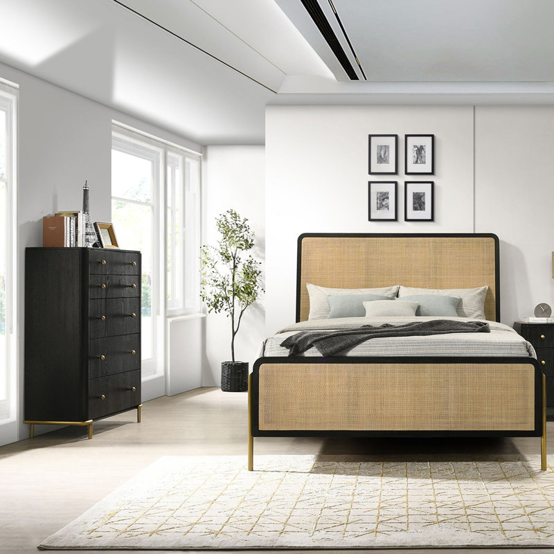 Commode 5 tiroirs Anser, Noir