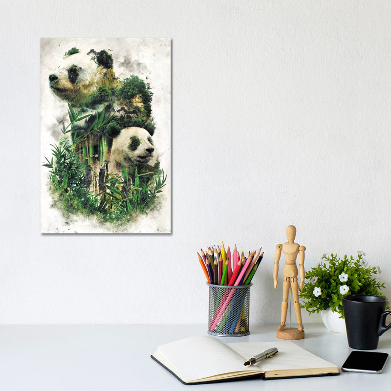 Surreal Panda 1 Piece Wrapped Canvas Wall Art, 20.32 cm H x 30.48 cm W