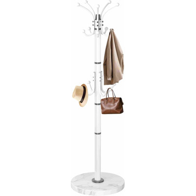 Modern Coat Rack Stand, 360° Rotary Metal Freestanding Coat Rack With Natural Marble Base, Black Coat Racks And Coat Hanger Tree Jacket Stand