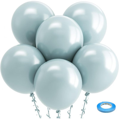 Ballons bleus poussiéreux 18 pouces - paquet de 30 gros ballons bleus épais gros ballons ronds en latex d'ardoise pour fête de mariage