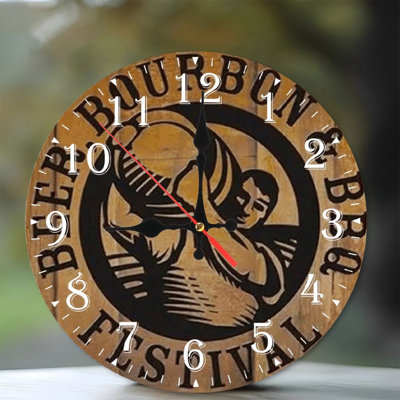 Horloge murale en bois 10 po, mouvement silencieux, à piles (piles AA non incluses), décor artistique, parfait pour les décorations