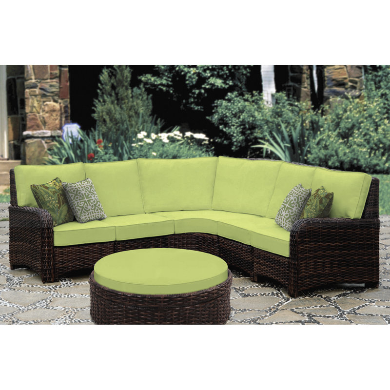 Canapé modulaire 5 pièces avec coussin Allan, Sunbrella® ‑ Dupione péridot