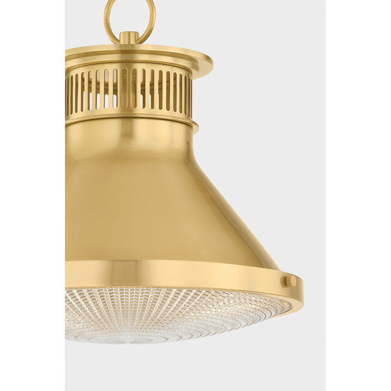 Highclere Pendant in Aged Brass by Mark D. Sikes, 12" H x 12.75" W x 12.75" D, Aged Brass