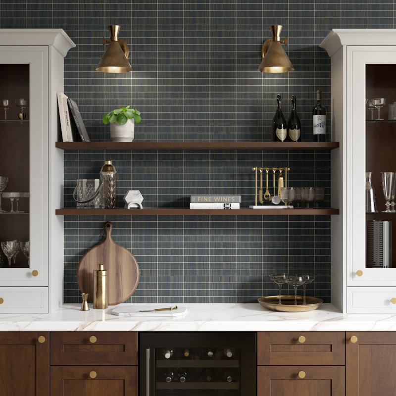 Newtro Black 12 in. x 12 in. Glossy Ceramic Wall Tile (14.24 sq. ft./Case), Navy