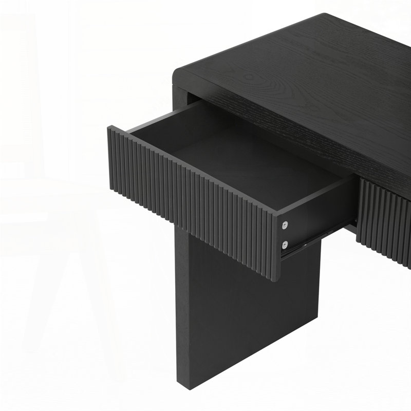 Console rustique avec 3 tiroirs cannelés, Noir