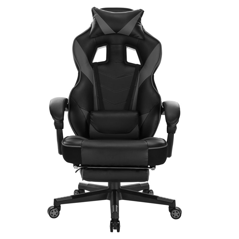 Inbox Zero Reclining Faux Leather PC & Racing Game Chair, Grey