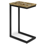 Davisville Solid Mango Wood C Side Table, Modern Industrial Boho with Resin Inlay