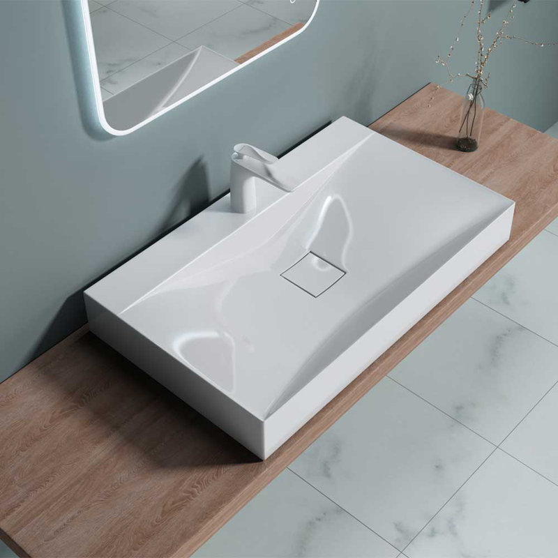 Durovin Bathrooms 480mm L Natural Engineered Stone Rectangular Sink, 11cm H x 80cm W x 48cm D