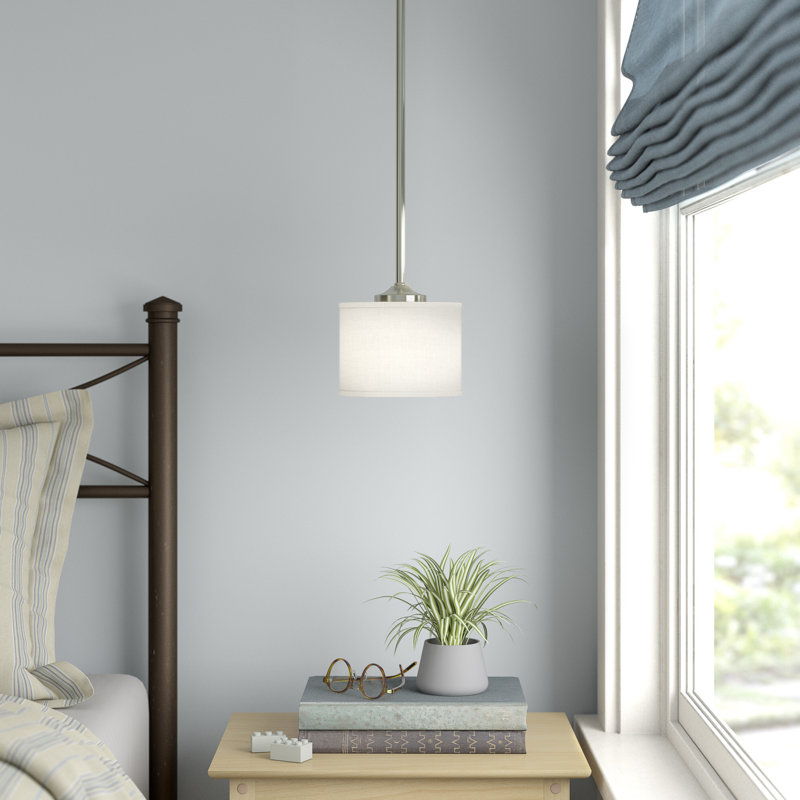 Luminaire suspendu tambour simple à 1 lumière Armindo, Nickel brossé