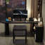 Bureau en L noir avec armoire de rangement en bois massif-1343118594