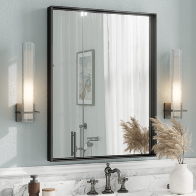 Aevar Tempered Glass and Aluminum Alloy Framed French Cleat Mounted Wall Mirror with 5-Year Warranty