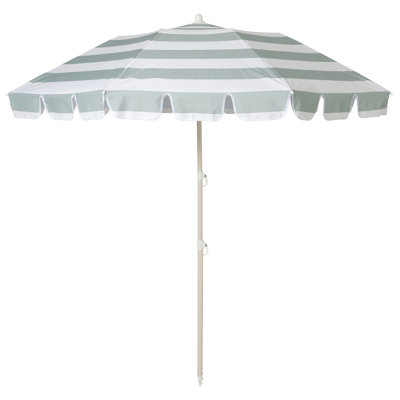 Sunnylife: Parasol de plage compact - Rayure sauge La Palma - Protection solaire en tissu UPF50, 66 x 66 x 78 po, housse d'ombrage, mât en acier, sac de transport, extérieur et sable