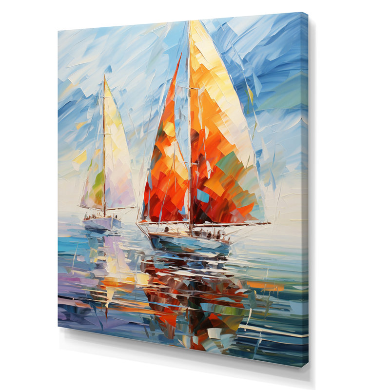 Achna voilier abstrait vents II, Toile tendue, H 44 po x l 34 po x P 1,5 po
