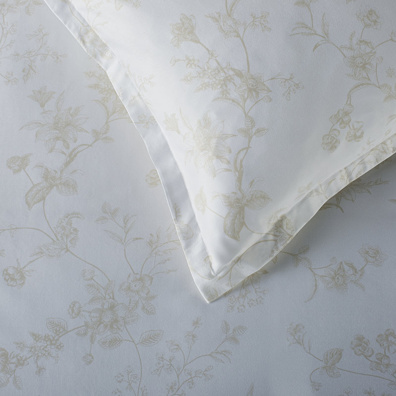 Barbet Sateen Floral Duvet Cover, Twin Duvet Cover + Standard Sham, Mocha