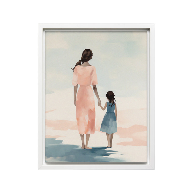 Mother and Daughter No2, Canvas, 12"H x 16"W, White Framed