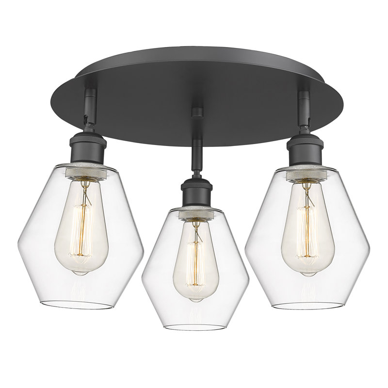 Amylea Glass Flush Mount, Clear, Matte Black