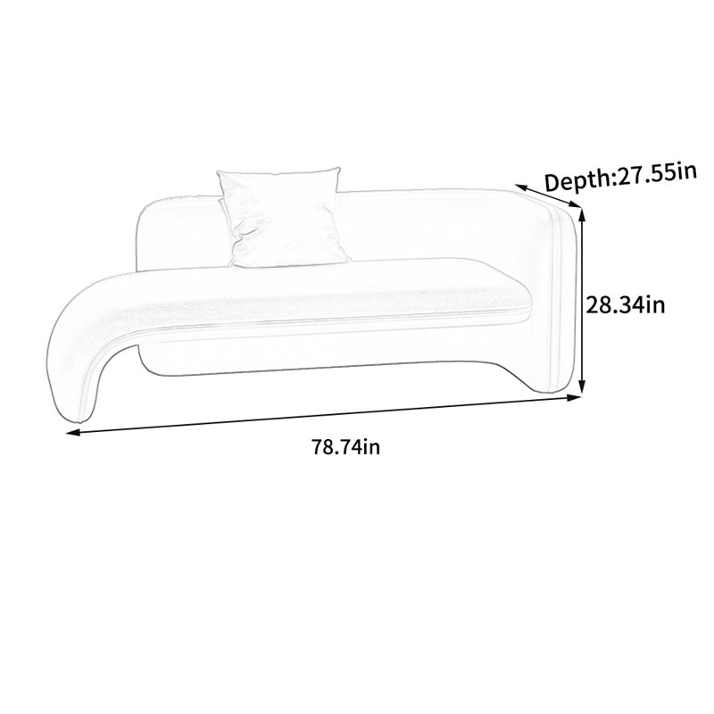 Chaise longue en cuir griffé de style minimaliste, Orienté à droite, Noir
