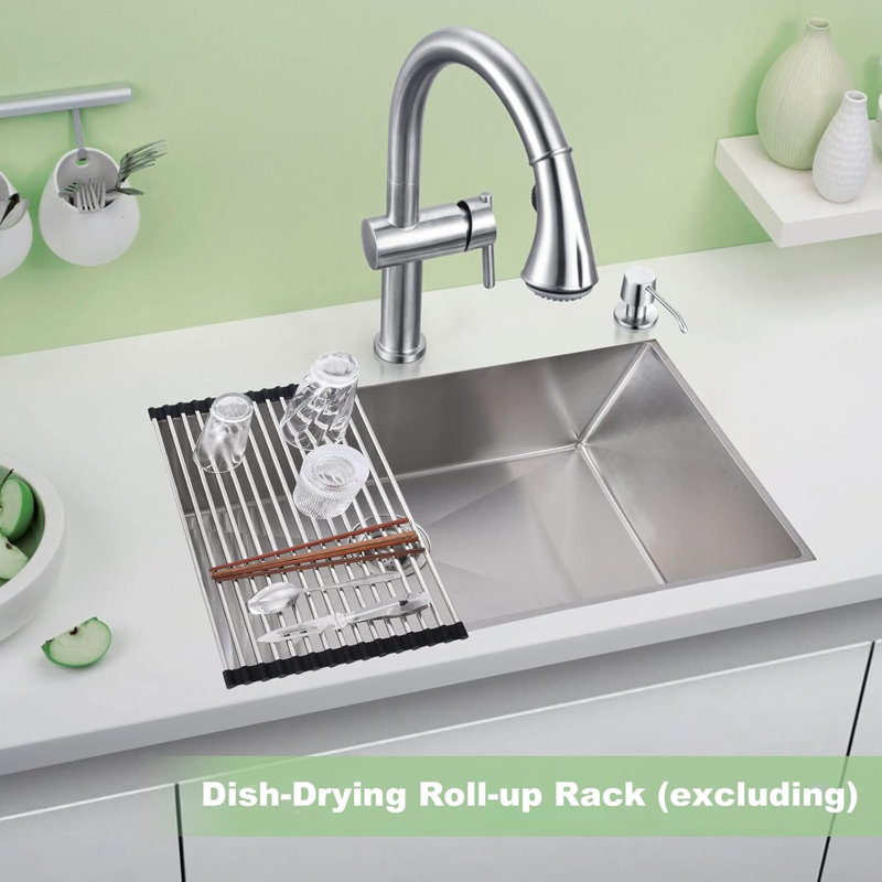 Évier de cuisine à simple cuve en acier inoxydable 304 brossé, l 30 po x P 18 po x H 10 po, rebord de 2,0 mm et bol de 1,0 mm, avec grille inférieure et ensemble de drain, cuisine moderne