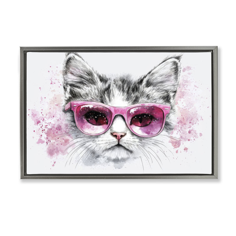 Cadre flottant Cool Cat avec lunettes de soleil, design par LSR Creative Studio, H 17 po x l 25 po
