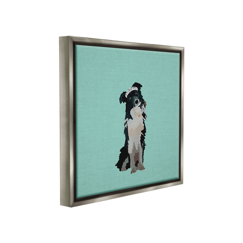 «Collie Dog With Crown Floater Frame» par Amelia Noyes sur toile, H 25 po x l 25 po, Cadre flottant gris lustré