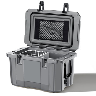 55 Quart Cooler With Wheels, Ice Chests Portable Camping Cooler Holds Ice Up To 6 Days, Leak-proof Outdoor Insulated Cooler With Handle, Cup Holders, Hard Cooler For Camping, Beach, Boat