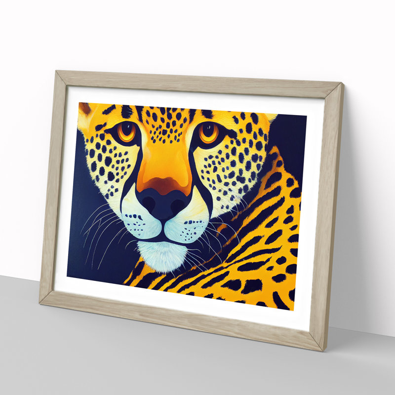 Divine Cheetah - Single Picture Frame Print, 46cm H x 64cm W, Oak