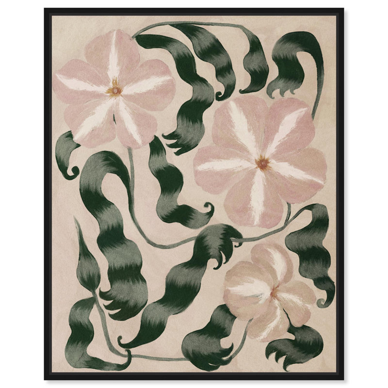 «Petunias Retro Floral Decor» par Notoriart, H 16 po x l 20 po, Structure noire
