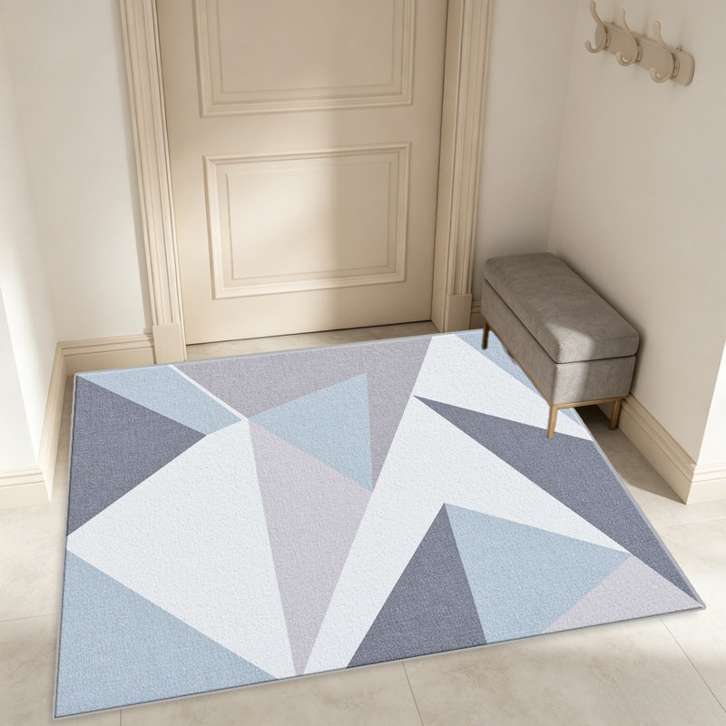 Blue Grey Geometric carpet-easy to clean, machine-washable, soft and comfortable; suitable for door mats, kitchens, living rooms, bedrooms, corridors, and laundry areas. Easy to clean, durable carpet for home decoration.
