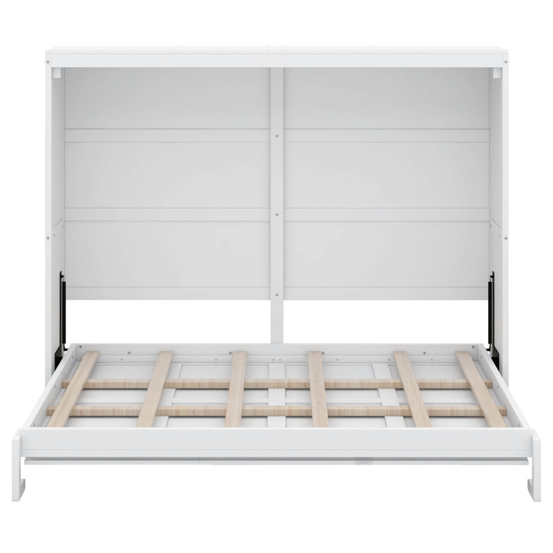 Murphy Bed Cabinet Wall Bed Chest, White, Full
