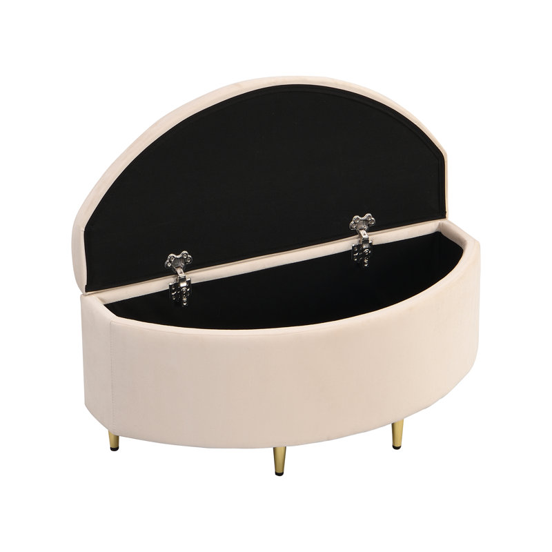 Egidio Velvet Upholstered Storage Bench, Beige