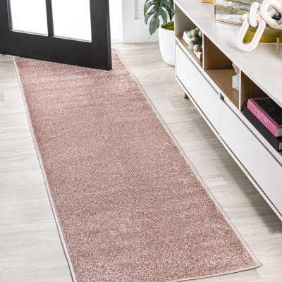 Auldridge Solid Low-Pile Pink Rug
