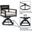 Chaise berçante extérieure pivotante 2 pièces - noir braise. Aluminium léger, support dorsal confortable, tissu de patio noir, 2 pièces Dossier, coussins