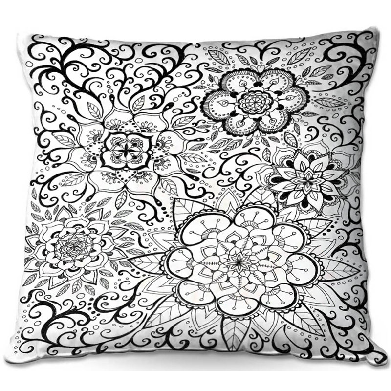 Coussin décoratif mandalas canapé floral, 20 po x 20 po
