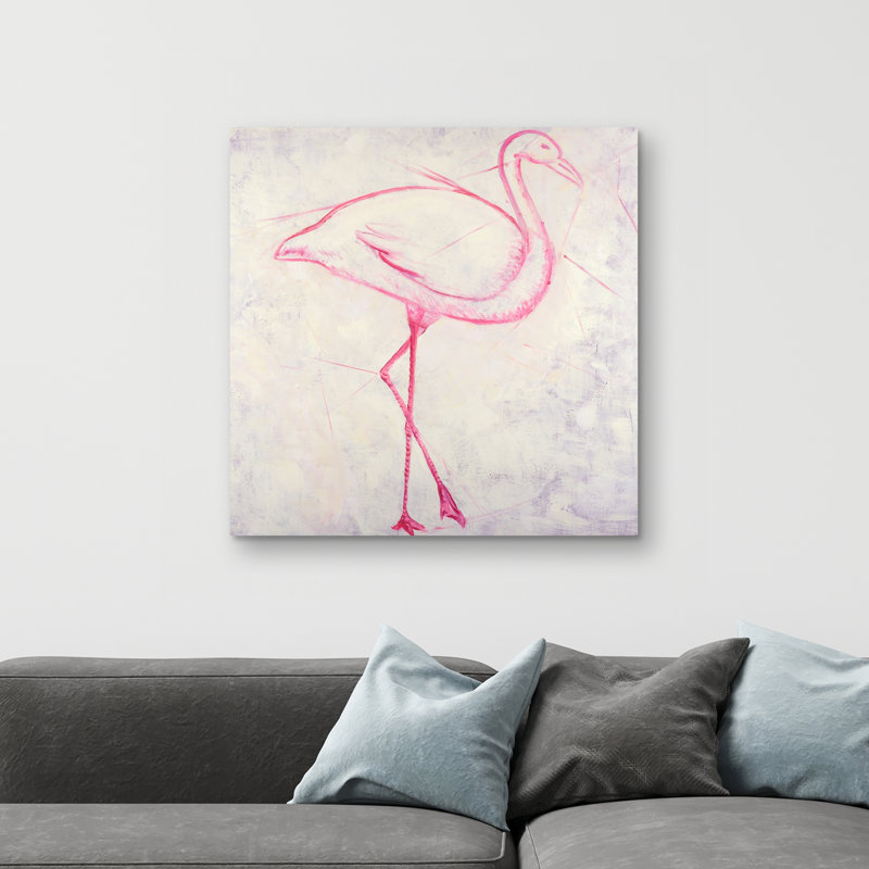 Flamingo sketch - 32"x32" art on canvas