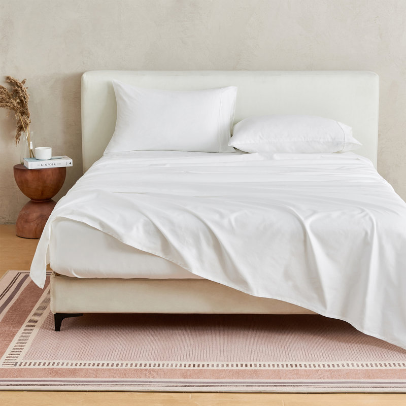 400 Thread Count 100% Cotton Sateen Sheet Set, White, California King Sheet Set + 3 Additional Pieces